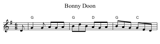 Bonny Doon - staff notation