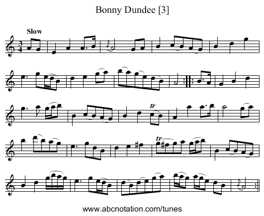 Bonny Dundee [3] - staff notation