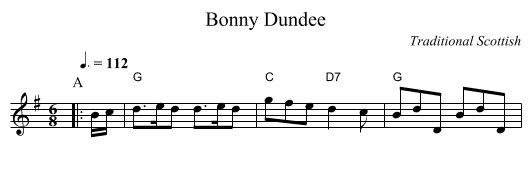 Bonny Dundee - staff notation