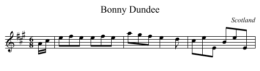 Bonny Dundee - staff notation