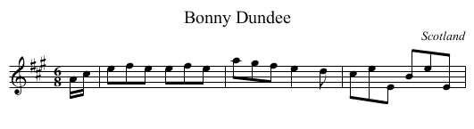 Bonny Dundee - staff notation