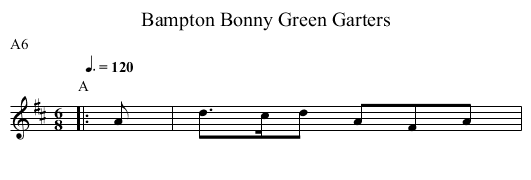 Bonny Green Garters, Bampton - staff notation