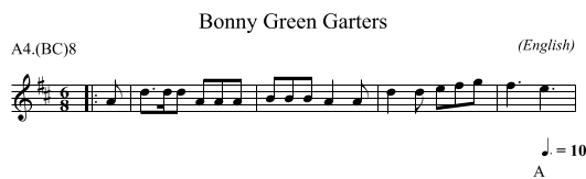 Bonny Green Garters - staff notation
