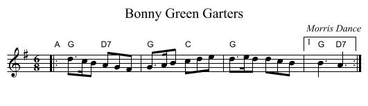 Bonny Green Garters - staff notation