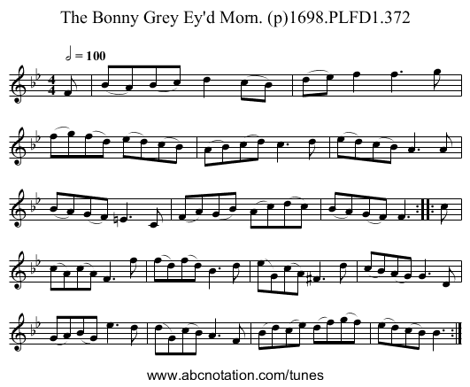 Bonny Grey Ey'd Morn. (p)1698.PLFD1.372, The - staff notation