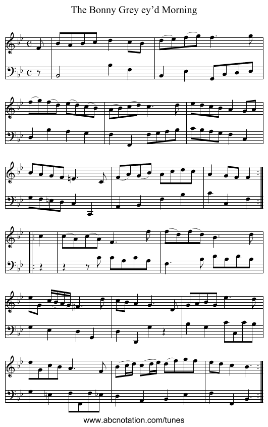 Bonny Grey ey’d Morning, The - staff notation