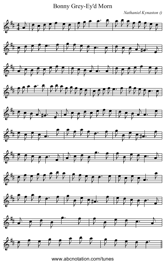 Bonny Grey-Ey'd Morn - staff notation