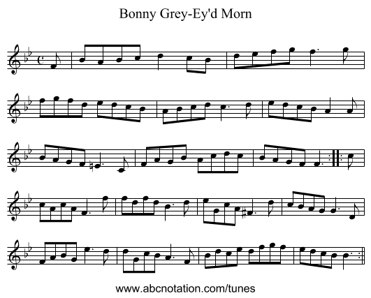 Bonny Grey-Ey'd Morn - staff notation