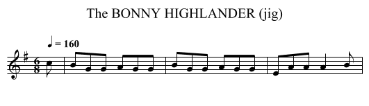BONNY HIGHLANDER (jig), The - staff notation