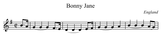 Bonny Jane - staff notation