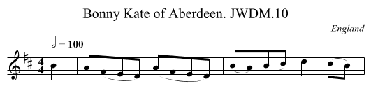 Bonny Kate of Aberdeen. JWDM.10 - staff notation