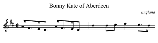Bonny Kate of Aberdeen - staff notation