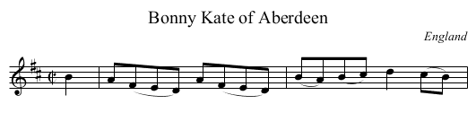 Bonny Kate of Aberdeen - staff notation