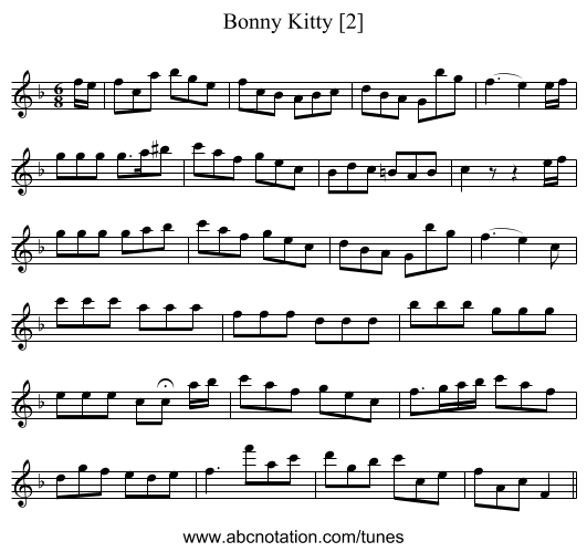 Bonny Kitty [2] - staff notation
