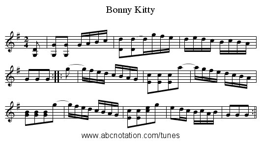 Bonny Kitty - staff notation