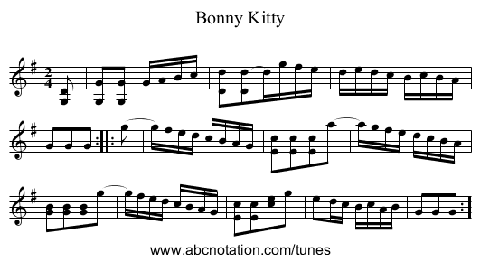 Bonny Kitty - staff notation