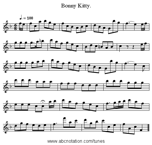 Bonny Kitty. - staff notation