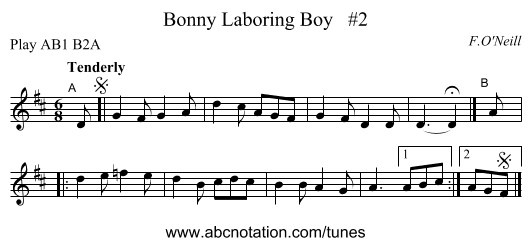 Bonny Laboring Boy   #2 - staff notation