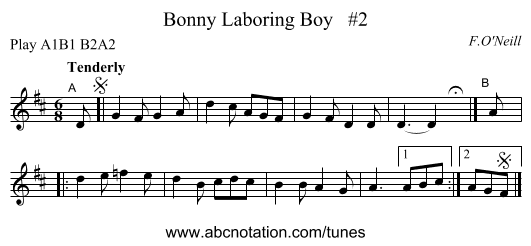 Bonny Laboring Boy   #2 - staff notation