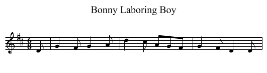 Bonny Laboring Boy - staff notation