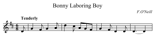 Bonny Laboring Boy - staff notation