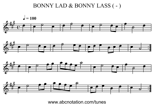 BONNY LAD & BONNY LASS ( - ) - staff notation