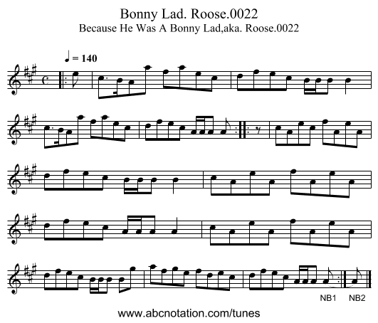 Bonny Lad. Roose.0022 - staff notation