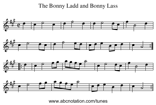 Bonny Ladd and Bonny Lass, The - staff notation