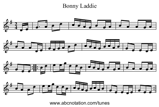 Bonny Laddie - staff notation