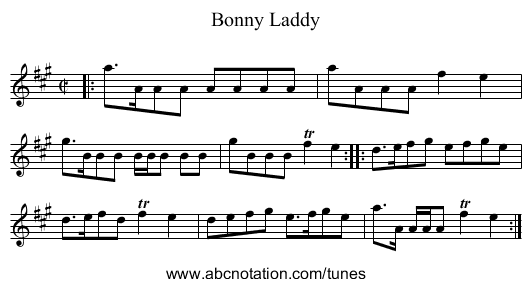 Bonny Laddy - staff notation