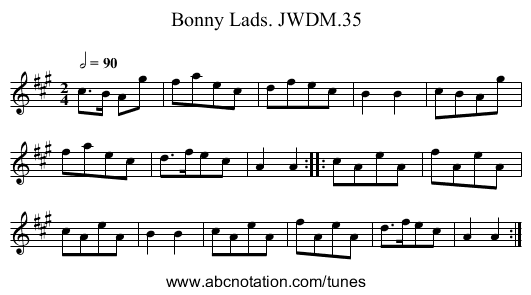 Bonny Lads. JWDM.35 - staff notation