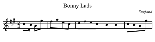 Bonny Lads - staff notation
