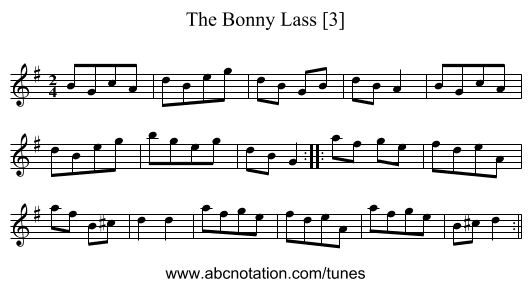 Bonny Lass [3], The - staff notation