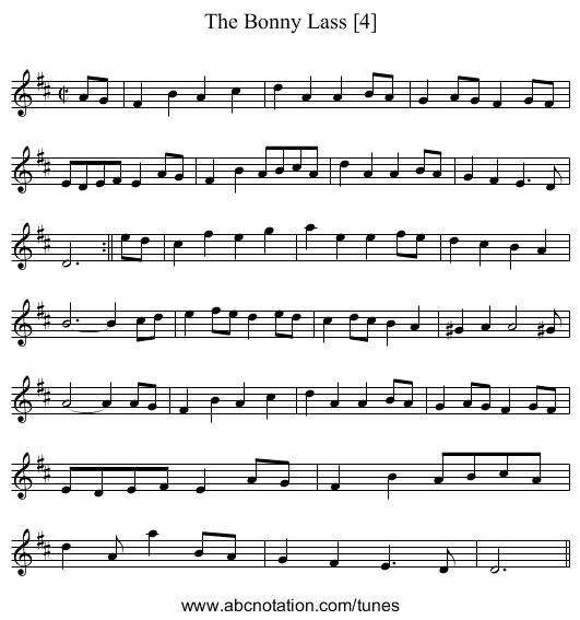 Bonny Lass [4], The - staff notation