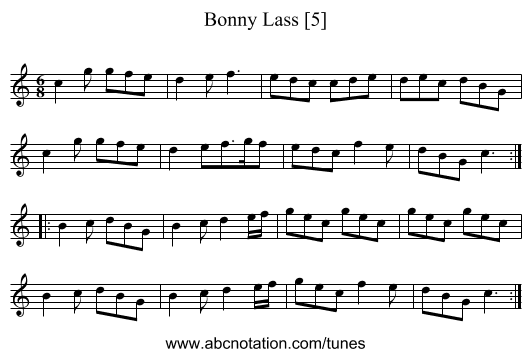 Bonny Lass [5] - staff notation