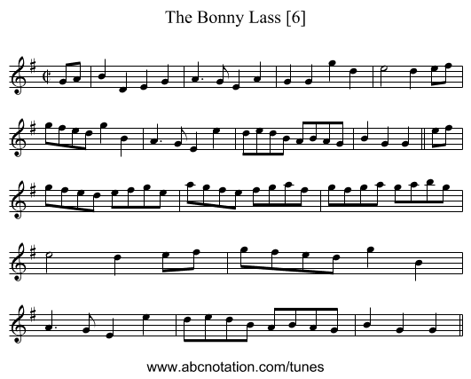 Bonny Lass [6], The - staff notation
