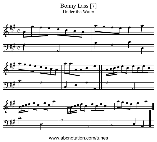 Bonny Lass [7] - staff notation