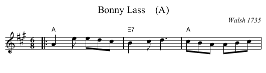Bonny Lass    (A) - staff notation