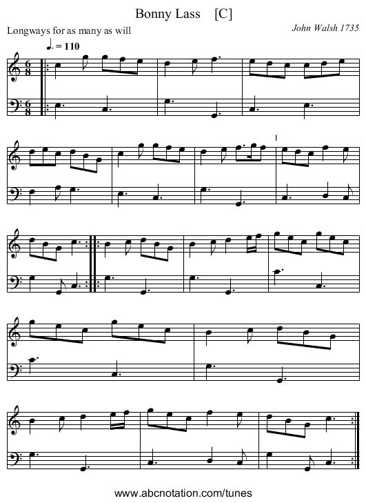 Bonny Lass    [C] - staff notation