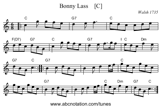 Bonny Lass    [C] - staff notation