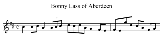 Bonny Lass of Aberdeen - staff notation