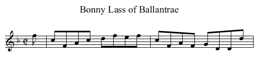 Bonny Lass of Ballantrae - staff notation
