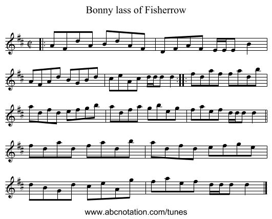 Bonny lass of Fisherrow - staff notation