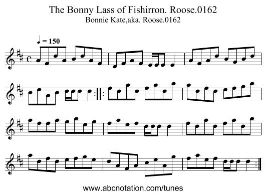 Bonny Lass of Fishirron. Roose.0162, The - staff notation