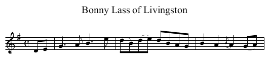 Bonny Lass of Livingston - staff notation