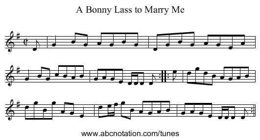 Bonny Lass to Marry Me, A - staff notation