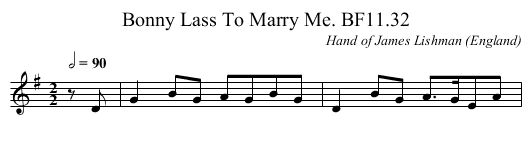Bonny Lass To Marry Me. BF11.32 - staff notation