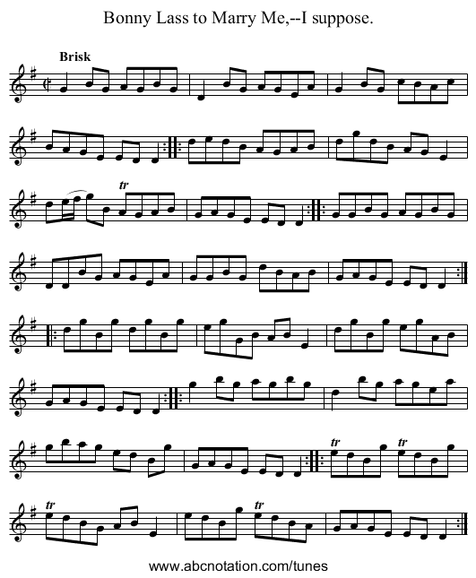 Bonny Lass to Marry Me,--I suppose. - staff notation