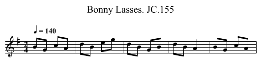 Bonny Lasses. JC.155 - staff notation