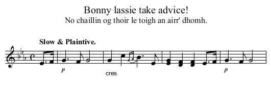 Bonny lassie take advice! - staff notation